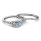 4 - Florence Prima Aquamarine and Diamond Halo Bridal Set Ring 