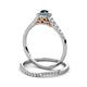 5 - Florence Prima London Blue Topaz and Diamond Halo Bridal Set Ring 