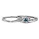 1 - Florence Prima Blue and White Diamond Halo Bridal Set Ring 