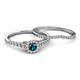 4 - Florence Prima Blue and White Diamond Halo Bridal Set Ring 