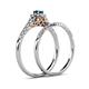 6 - Florence Prima Blue and White Diamond Halo Bridal Set Ring 