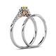6 - Florence Prima Yellow and White Diamond Halo Bridal Set Ring 