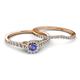 4 - Florence Prima Tanzanite and Diamond Halo Bridal Set Ring 