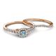 4 - Florence Prima Aquamarine and Diamond Halo Bridal Set Ring 