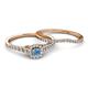 4 - Florence Prima Blue Topaz and Diamond Halo Bridal Set Ring 
