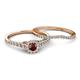 4 - Florence Prima Red Garnet and Diamond Halo Bridal Set Ring 