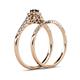6 - Florence Prima Red Garnet and Diamond Halo Bridal Set Ring 