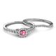 4 - Florence Prima Pink Tourmaline and Diamond Halo Bridal Set Ring 