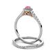 5 - Florence Prima Pink Tourmaline and Diamond Halo Bridal Set Ring 
