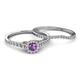 4 - Florence Prima Amethyst and Diamond Halo Bridal Set Ring 