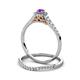 5 - Florence Prima Amethyst and Diamond Halo Bridal Set Ring 