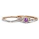 1 - Florence Prima Amethyst and Diamond Halo Bridal Set Ring 