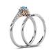 6 - Florence Prima Blue Topaz and Diamond Halo Bridal Set Ring 