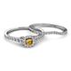 4 - Florence Prima Citrine and Diamond Halo Bridal Set Ring 