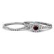 1 - Florence Prima Red Garnet and Diamond Halo Bridal Set Ring 