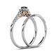 6 - Florence Prima Red Garnet and Diamond Halo Bridal Set Ring 