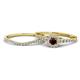 1 - Florence Prima Red Garnet and Diamond Halo Bridal Set Ring 