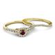 4 - Florence Prima Red Garnet and Diamond Halo Bridal Set Ring 