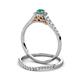 5 - Florence Prima Emerald and Diamond Halo Bridal Set Ring 