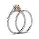 6 - Florence Prima Yellow Sapphire and Diamond Halo Bridal Set Ring 