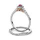 5 - Florence Prima Ruby and Diamond Halo Bridal Set Ring 
