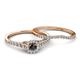 4 - Florence Prima Black and White Diamond Halo Bridal Set Ring 