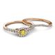4 - Florence Prima Yellow Sapphire and Diamond Halo Bridal Set Ring 
