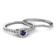 4 - Florence Prima Blue Sapphire and Diamond Halo Bridal Set Ring 