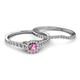 4 - Florence Prima Pink Sapphire and Diamond Halo Bridal Set Ring 