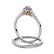 5 - Florence Prima Pink Sapphire and Diamond Halo Bridal Set Ring 