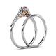 6 - Florence Prima Pink Sapphire and Diamond Halo Bridal Set Ring 