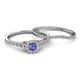 4 - Florence Prima Tanzanite and Diamond Halo Bridal Set Ring 