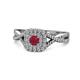 1 - Maisie Prima Ruby and Diamond Halo Engagement Ring 