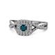 1 - Maisie Prima London Blue Topaz and Diamond Halo Engagement Ring 