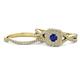 1 - Maisie Prima Blue Sapphire and Diamond Halo Bridal Set Ring 
