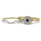 1 - Yesenia Prima Blue Sapphire and Diamond Halo Bridal Set Ring 