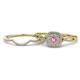1 - Yesenia Prima Pink Sapphire and Diamond Halo Bridal Set Ring 