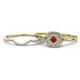 1 - Yesenia Prima Ruby and Diamond Halo Bridal Set Ring 