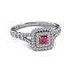 2 - Zinnia Prima Rhodolite Garnet and Diamond Double Halo Engagement Ring 