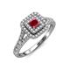 3 - Zinnia Prima Rhodolite Garnet and Diamond Double Halo Engagement Ring 