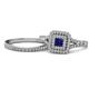 1 - Zinnia Prima Blue Sapphire and Diamond Double Halo Bridal Set Ring 