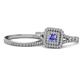 1 - Zinnia Prima Tanzanite and Diamond Double Halo Bridal Set Ring 