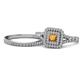 1 - Zinnia Prima Citrine and Diamond Double Halo Bridal Set Ring 