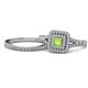 1 - Zinnia Prima Peridot and Diamond Double Halo Bridal Set Ring 