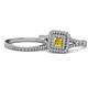 1 - Zinnia Prima Yellow Sapphire and Diamond Double Halo Bridal Set Ring 