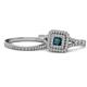 1 - Zinnia Prima London Blue Topaz and Diamond Double Halo Bridal Set Ring 