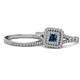 1 - Zinnia Prima Blue and White Diamond Double Halo Bridal Set Ring 