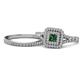 1 - Zinnia Prima Diamond and Lab Created Alexandrite Double Halo Bridal Set Ring 