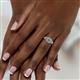 3 - Zinnia Prima London Blue Topaz and Diamond Double Halo Bridal Set Ring 