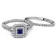 4 - Zinnia Prima Blue Sapphire and Diamond Double Halo Bridal Set Ring 